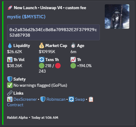 Rabbit Alpha clean token launch card